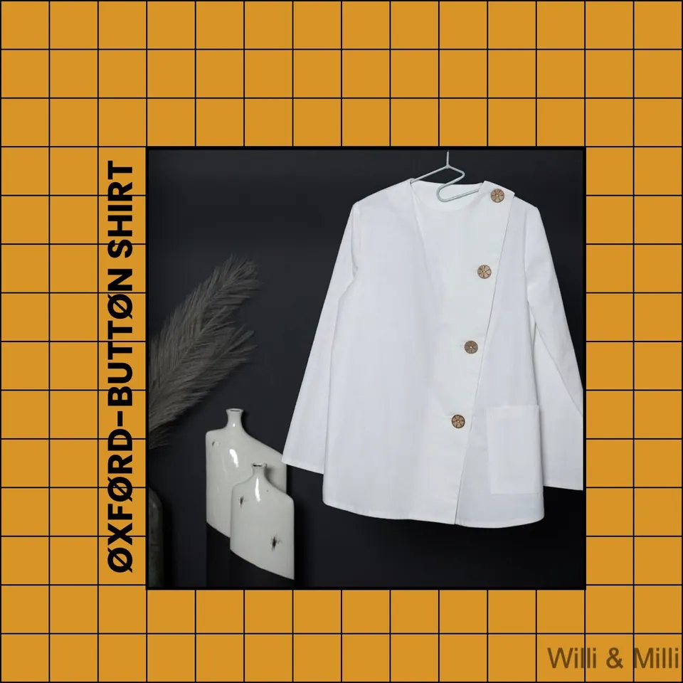 White Oxford-Shirt Wood Button