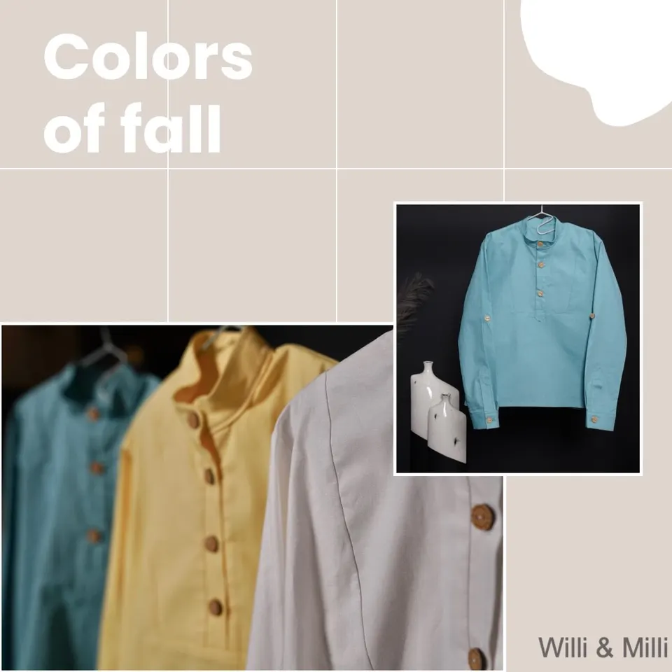 Blue Oxford-button Shirt Front Trapeze