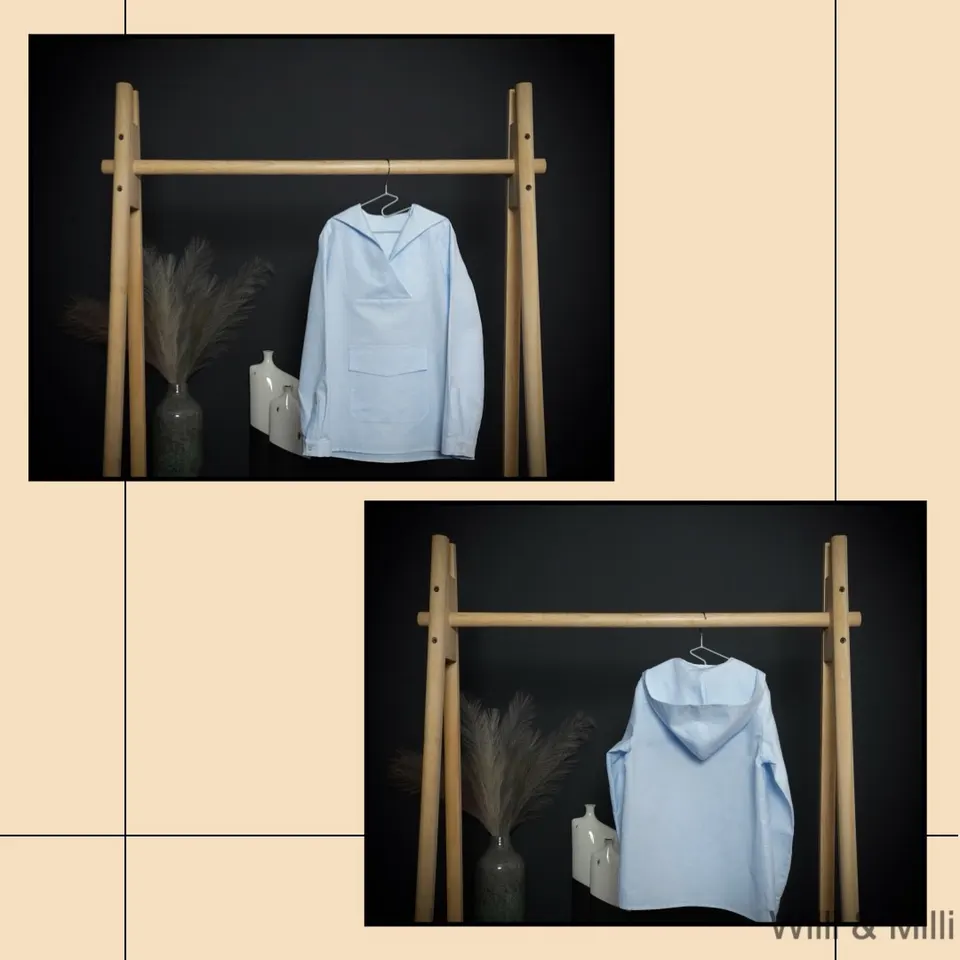 Light Blue Hooded Shirt Pocket
