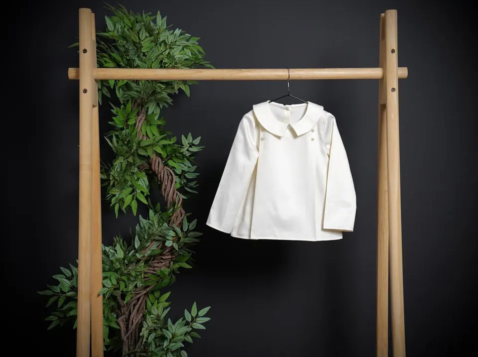 Light Beige Blouse Star Button