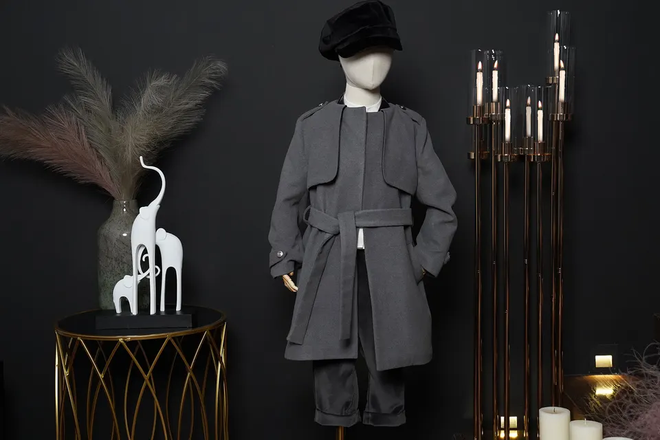 Gray Elegance Belted Coat