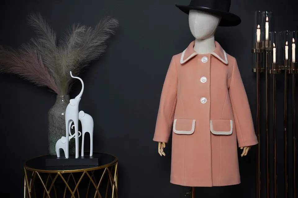 Light Pink Elegance Coat With Velvet Ribbon