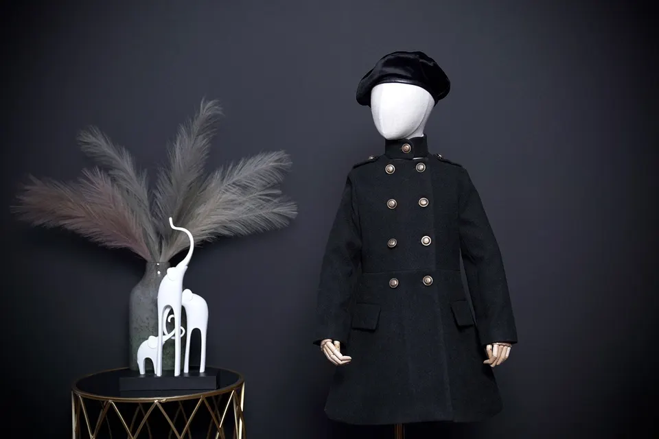 Black Classic Coat Golden Button-Accessory