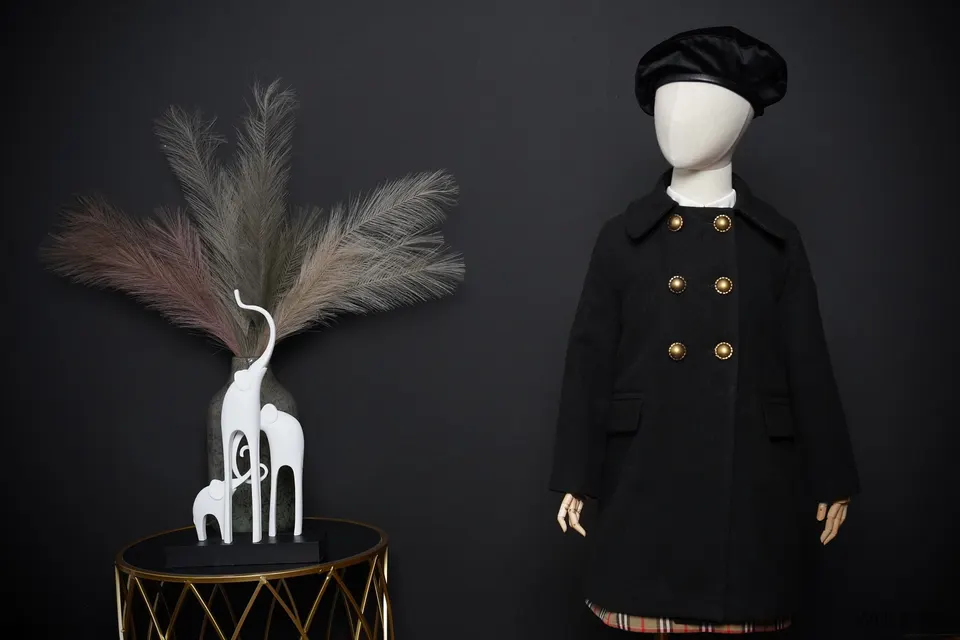 Black Coat With Gold Accessory Button