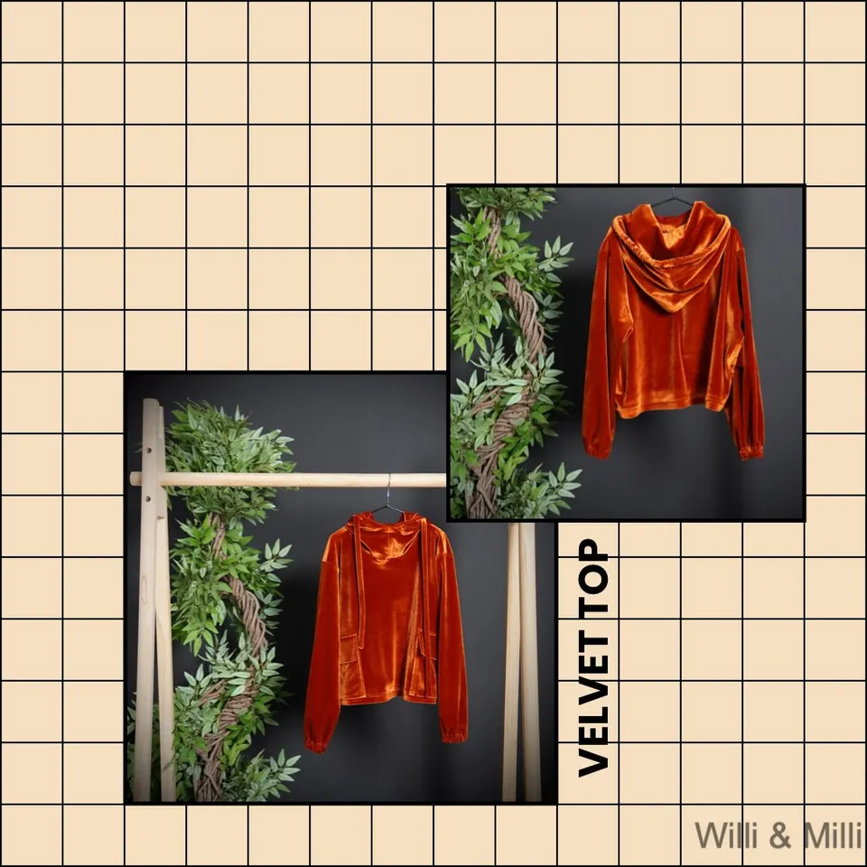 Brick Velvet Hooded Top