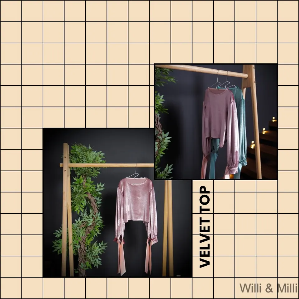 Pink Velvet Top With Ribbon