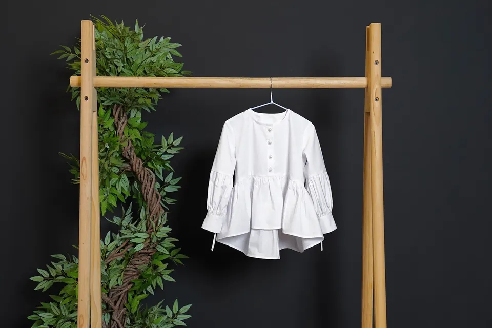 White Classic Blouse With Pearl Button (Without Collar)