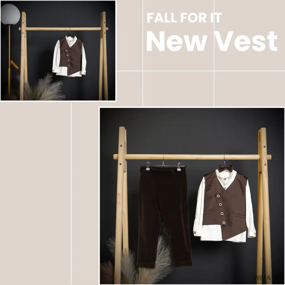 Brown Satin Vest With Sash Bow