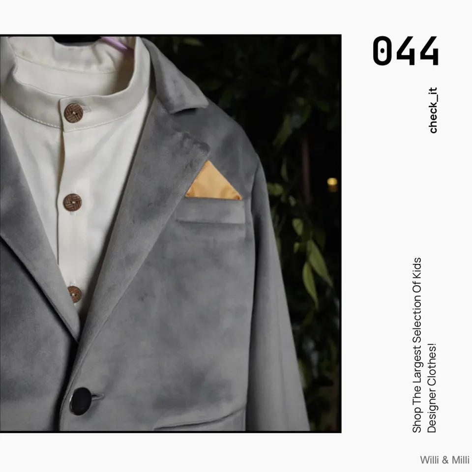 Light Gray Velvet Classic Jacket