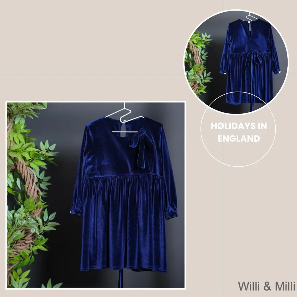 Blue Velvet Dress Two Ribbons