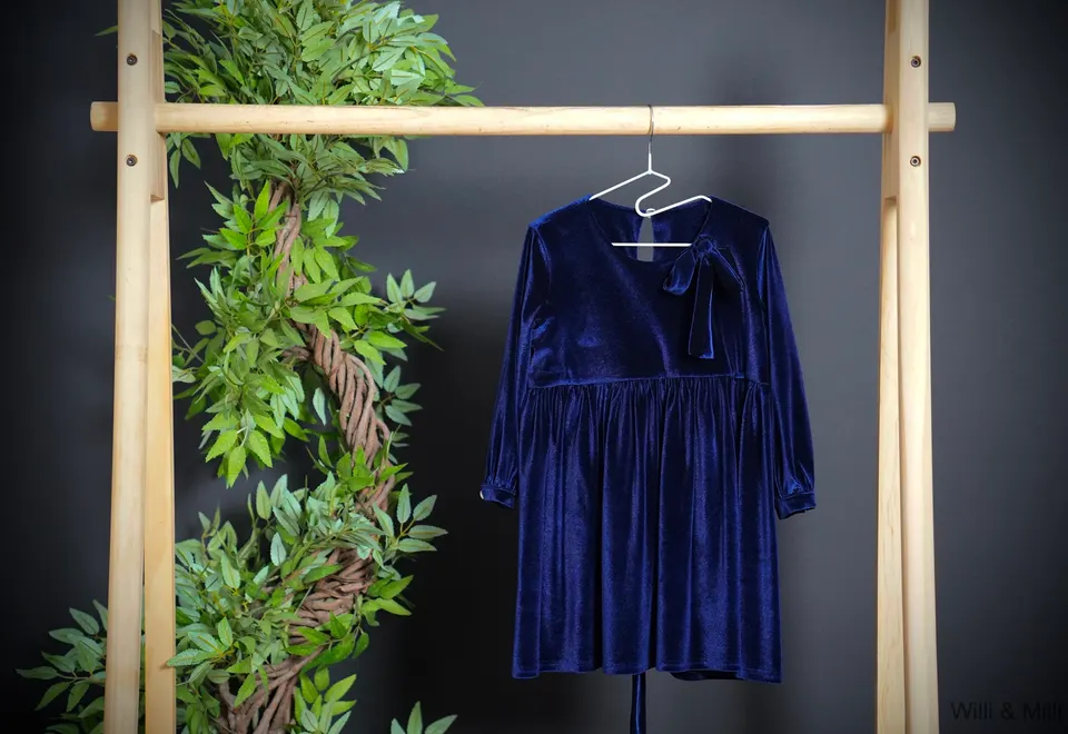 Blue Velvet Dress Two Ribbons — photo 2