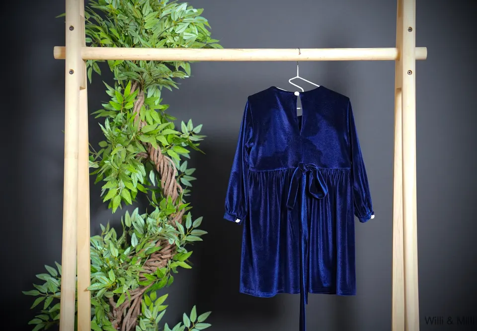 Blue Velvet Dress Two Ribbons — photo 3
