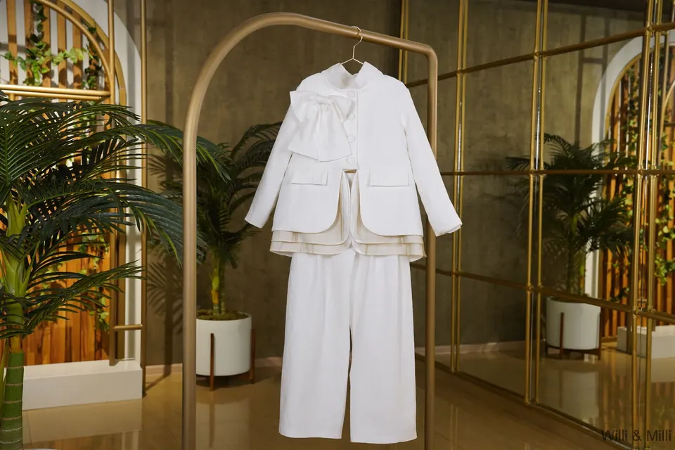 White Linen Classic Wide-Trousers — photo 2