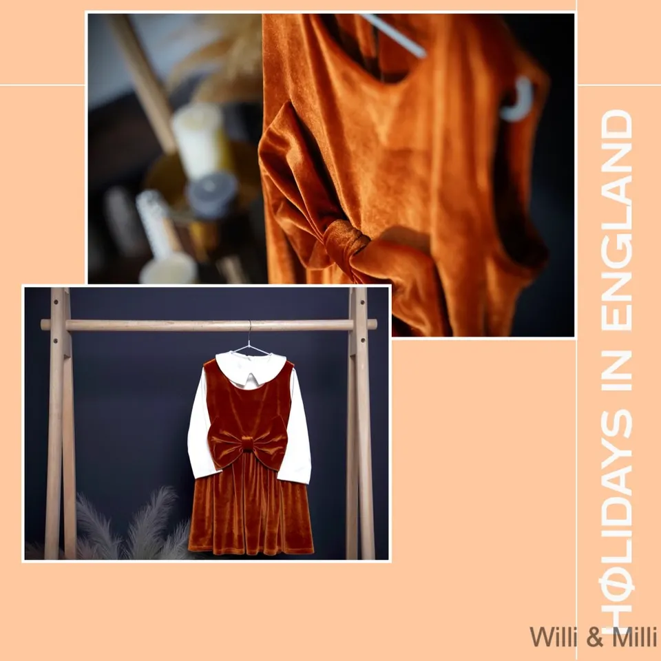 Brick Velvet Dress Front Sash Bow