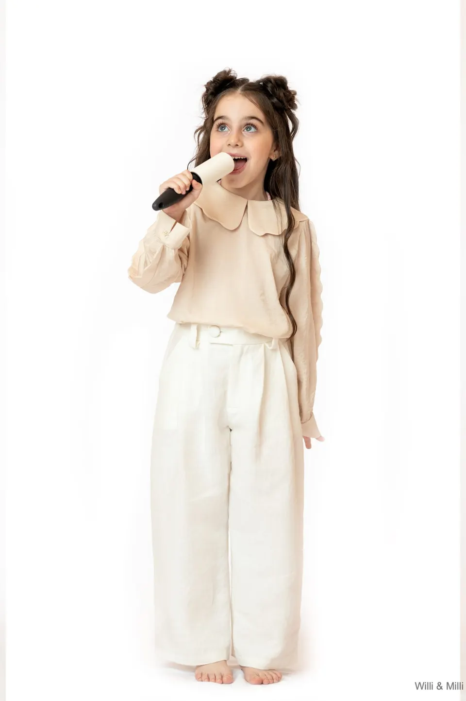 Beige Silk Flower Blouse