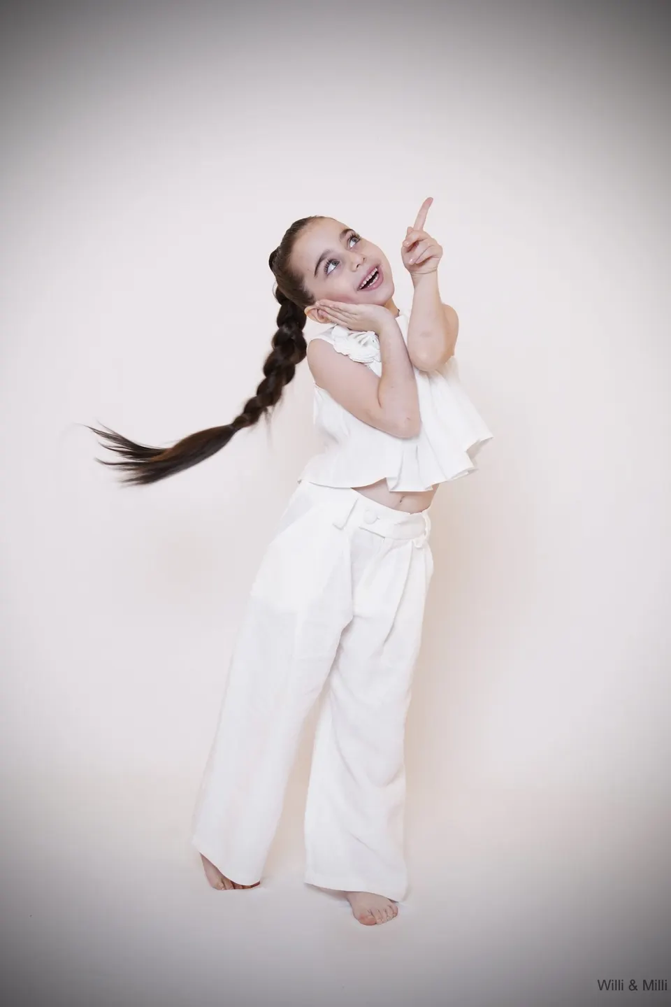 White Linen Blouse With Flower
