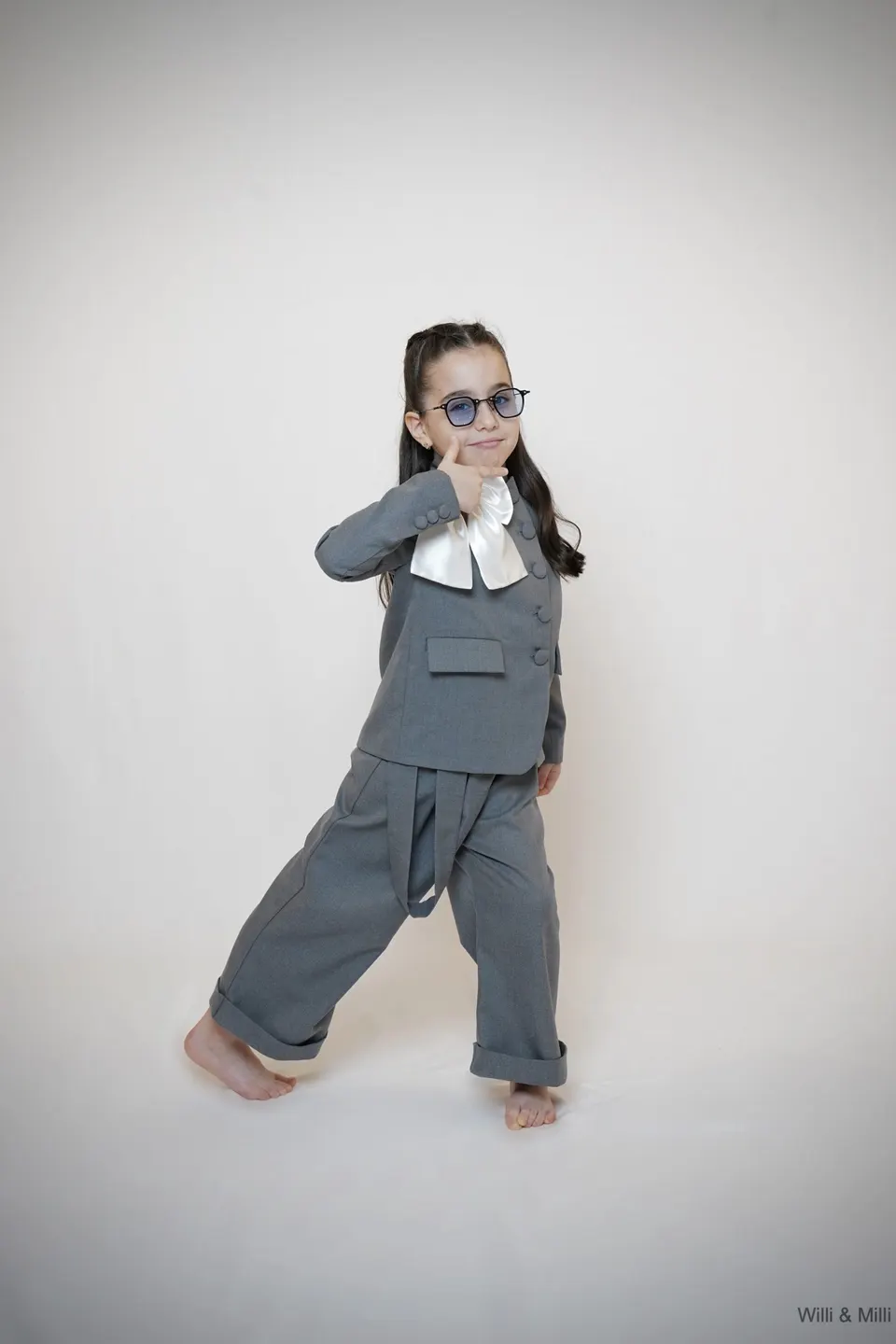 Light Gray Jacket With Satin Sash-Bow - BTS