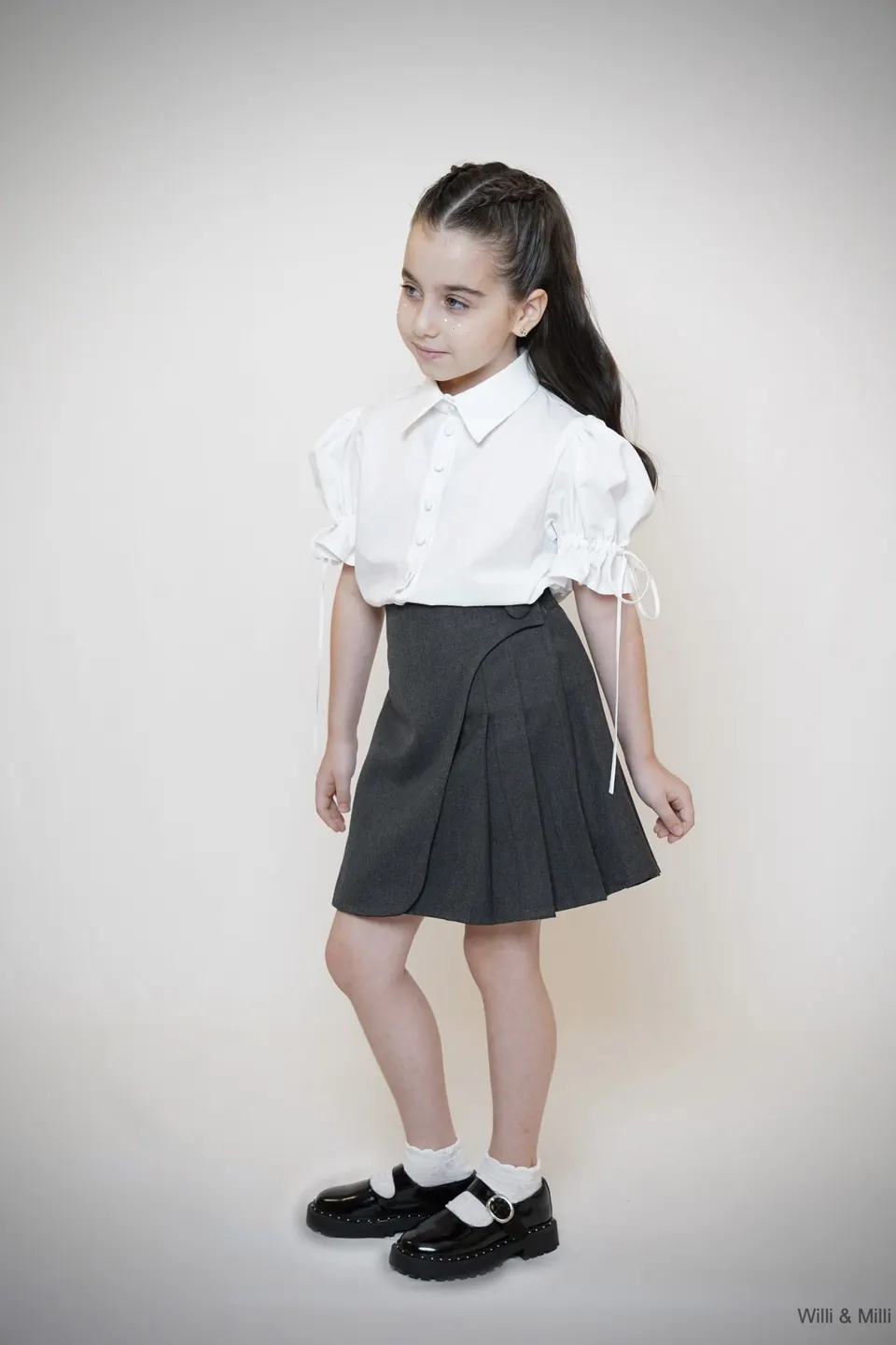 White Cotton Blouse Ruffle Arms