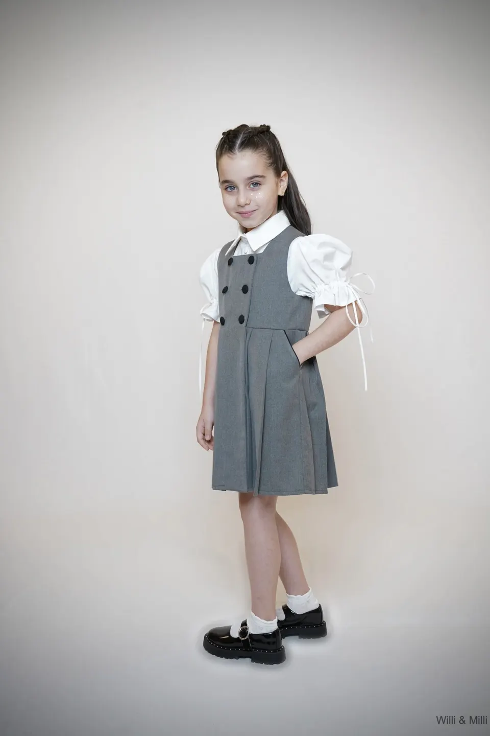 Light Gray Ruched Classic Dress - BTS
