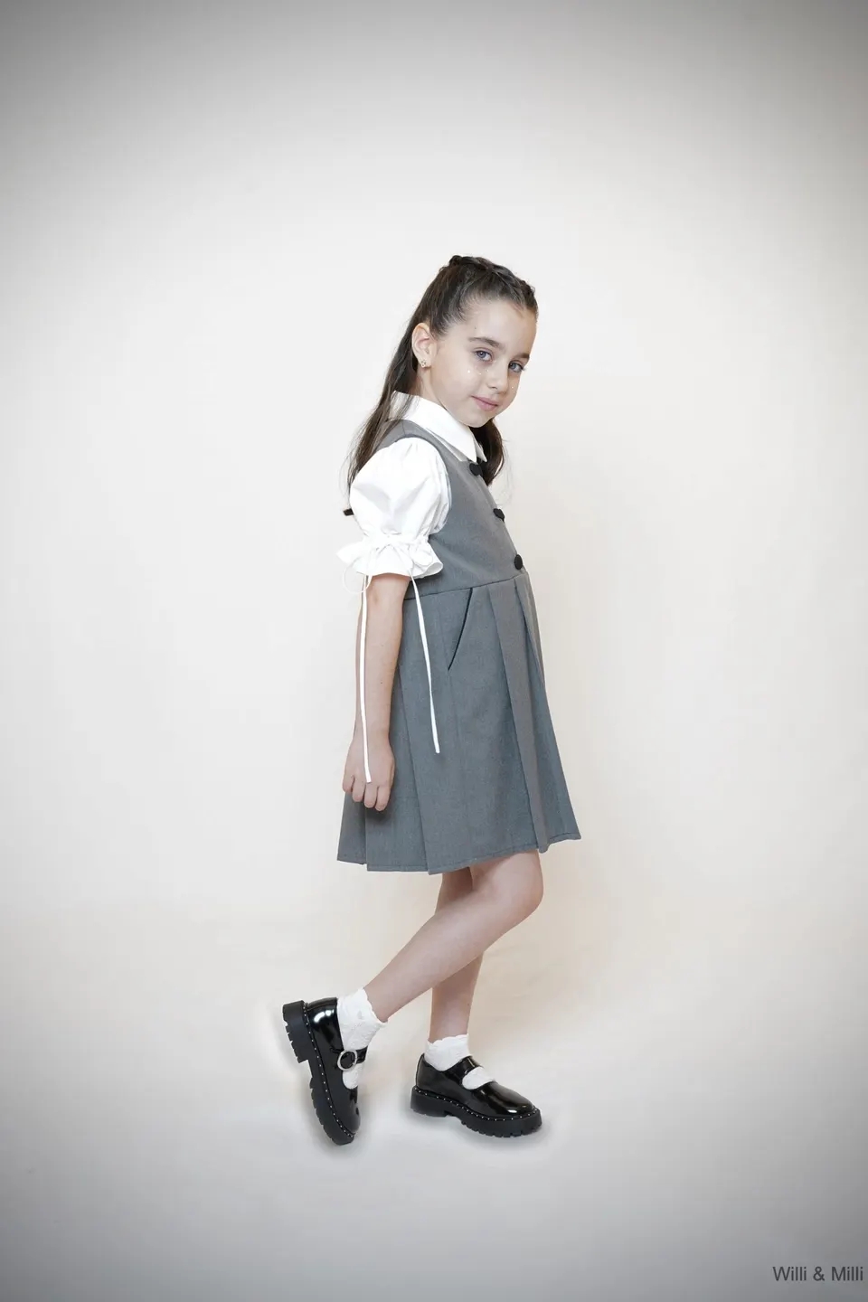 Light Gray Ruched Classic Dress - BTS — photo 3
