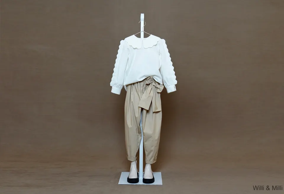 Beige Cotton Flower Blouse