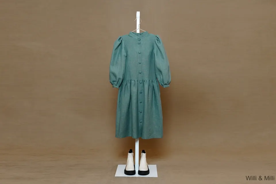 Green Linen Amish Dress