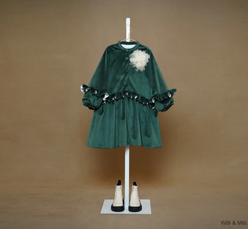Green Velvet Store Ruched Dress With Details