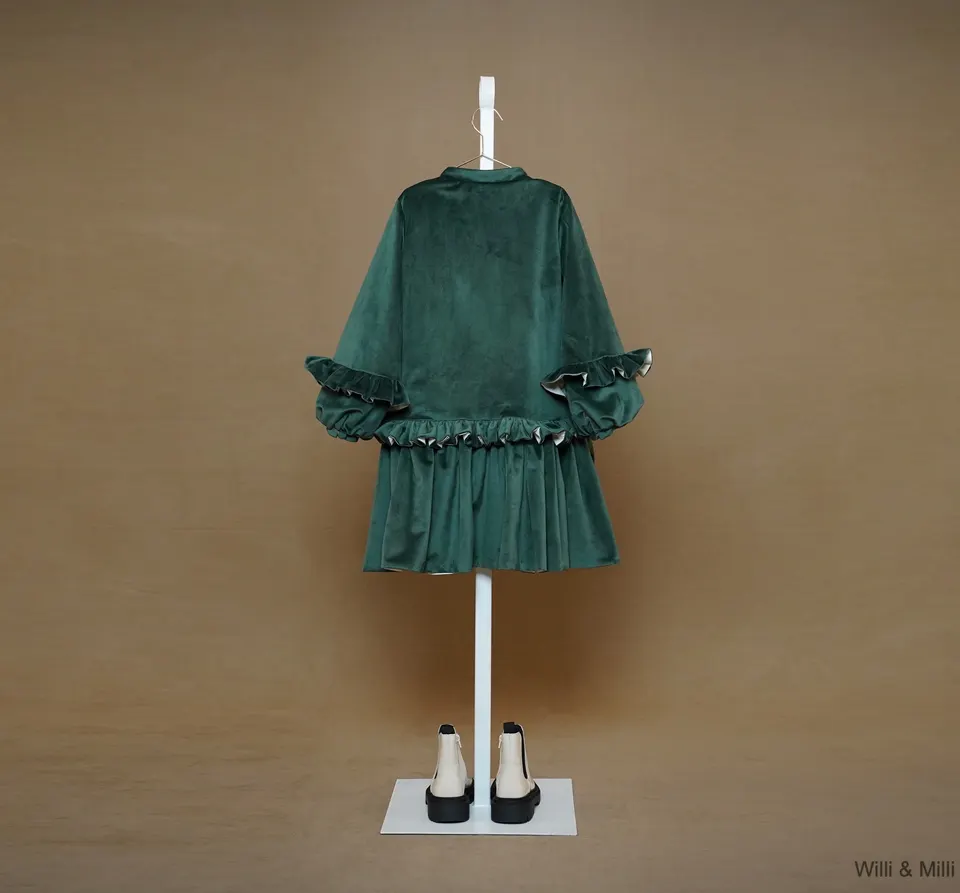 Green Velvet Store Ruched Dress With Details — photo 2