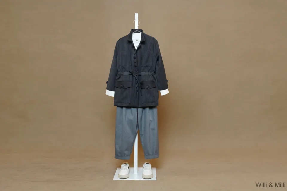 Two Fabric Pocket Striped Jacket
