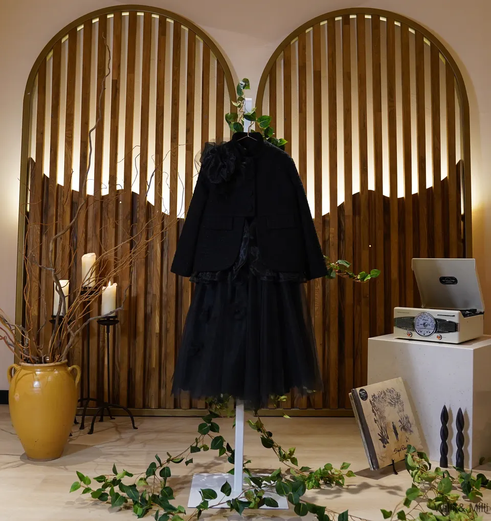 Black Tulle Skirt With Flower Lining