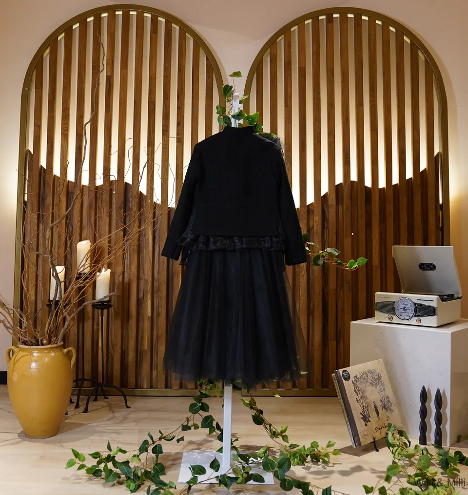 Black Knitted Jacket Organza Details — photo 2