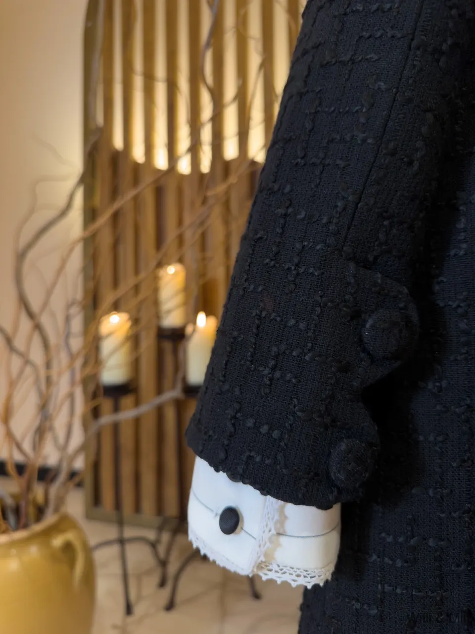 Black Paris Knitted Coat With Flowers — photo 4