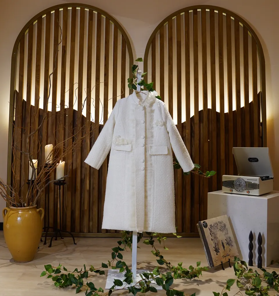White Paris Knitted Coat With Flowers