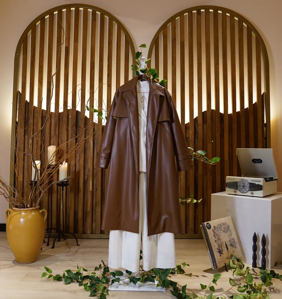 Brown Eco-Leather Classic Trench