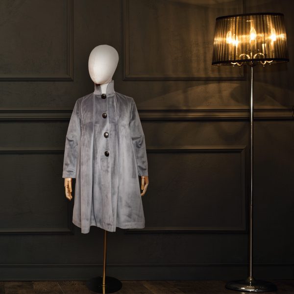 Light Gray Velvet Coat Button Accessory