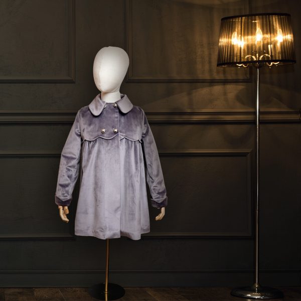 Light Gray Velvet Flower Coat