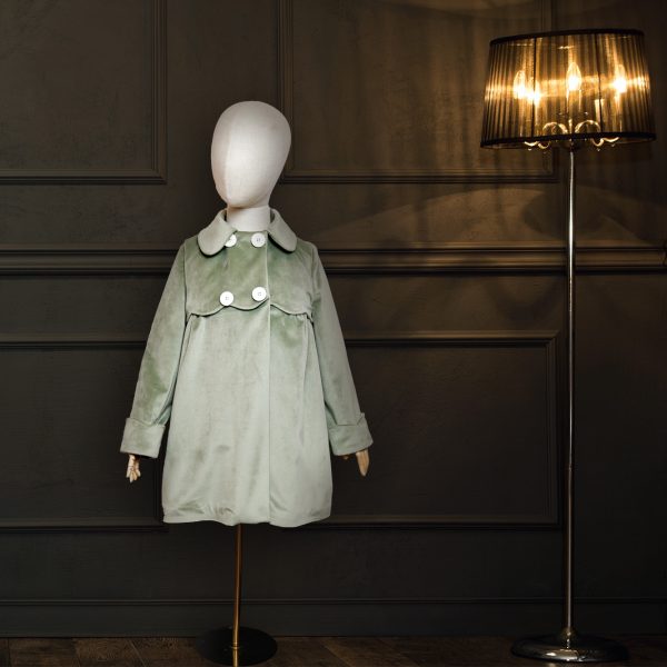 Light Green Velvet Flower Coat