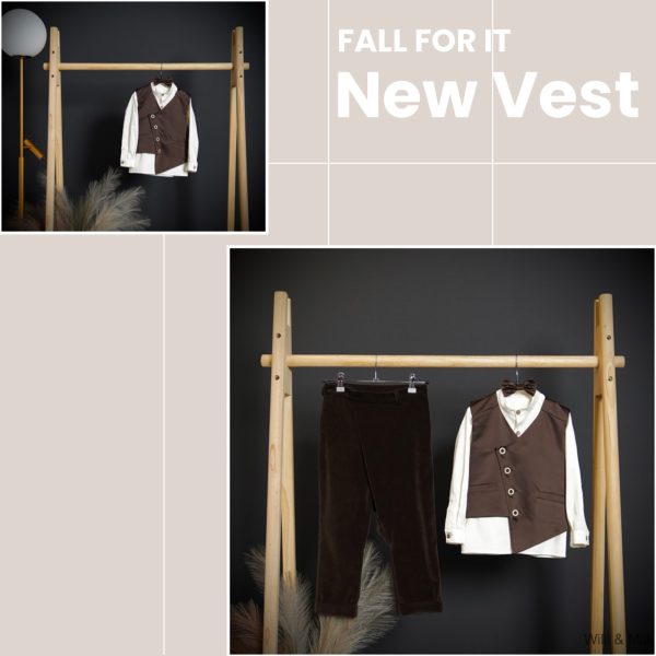 Brown Satin Vest With Sash Bow