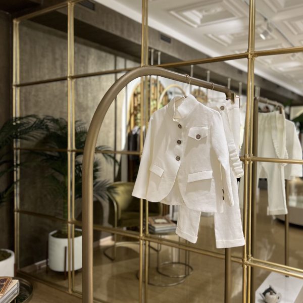 White Linen Low-Crotch Trousers With Belt