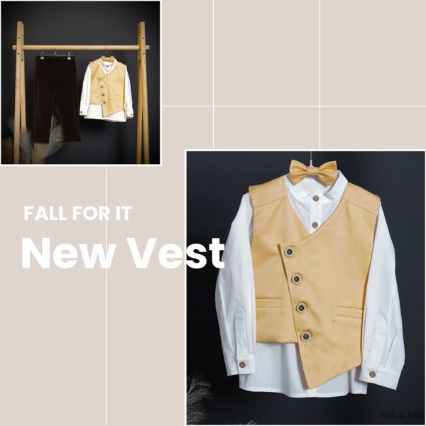 Yellow Satin Vest With Sash Bow