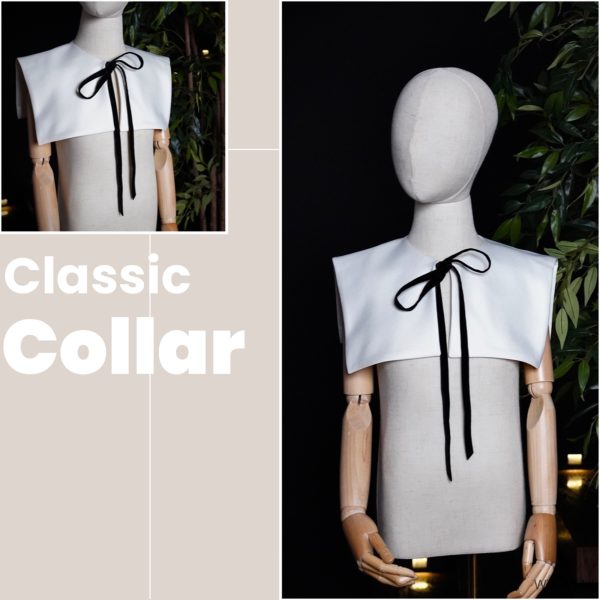 White Satin Big Classic Collar