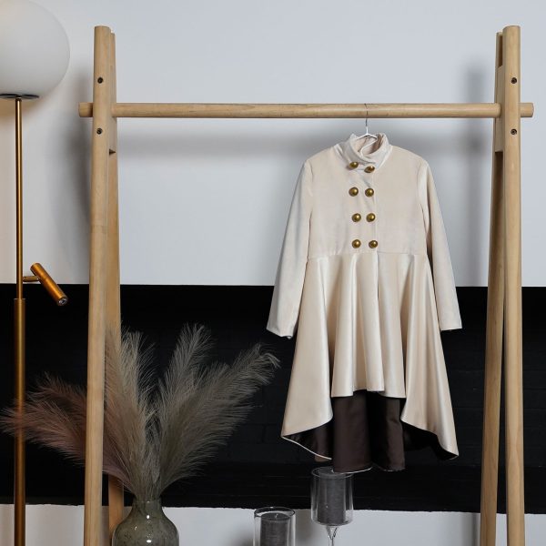 Beige Velvet Coat With Brown Lining