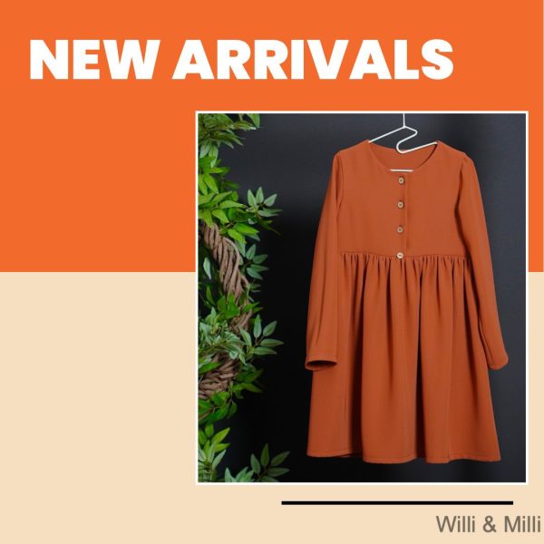 Brick Crepe Dress Wood Button