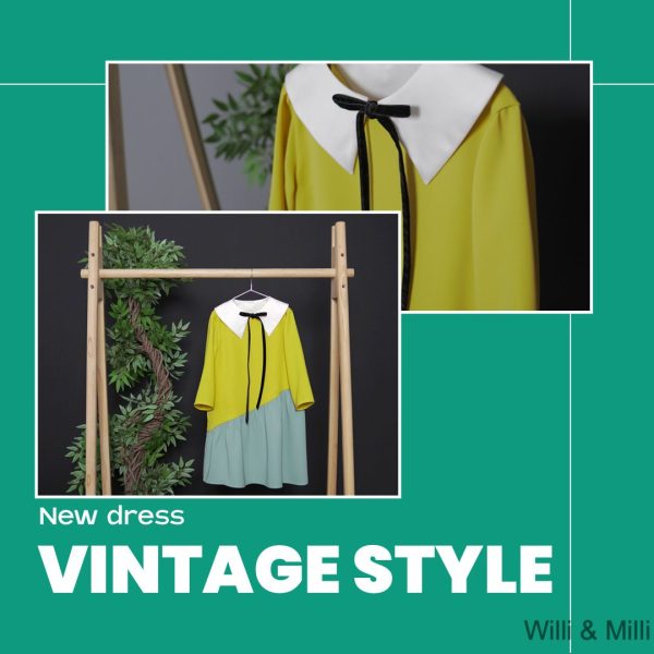 Two Color Dress Top Yellow Bottom Blue (Without Collar)
