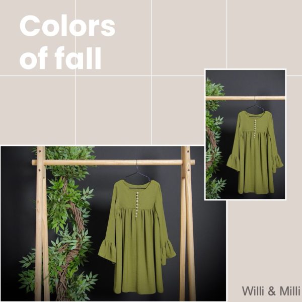 Green Arm Ruched Dress With Stars-Button