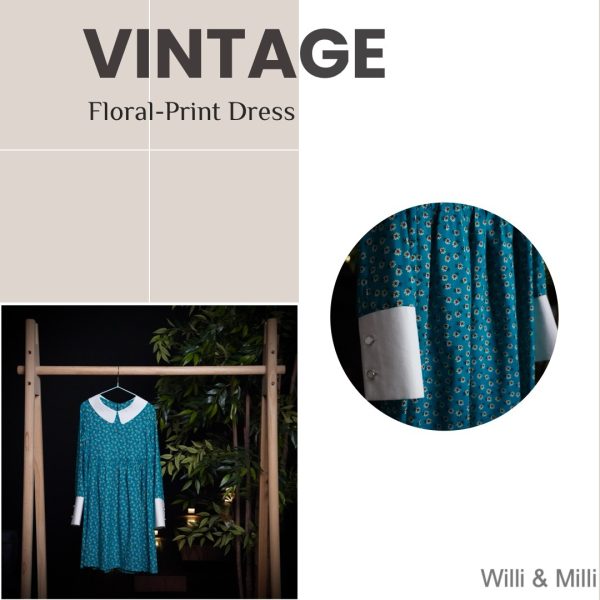 Vintage Colorful Blue Dress With Classic Details