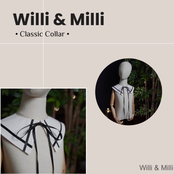 White Satin Collar With Black Ribbons
