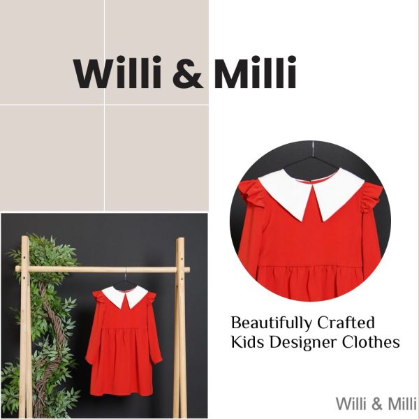 Red Dress With White Classic Collar