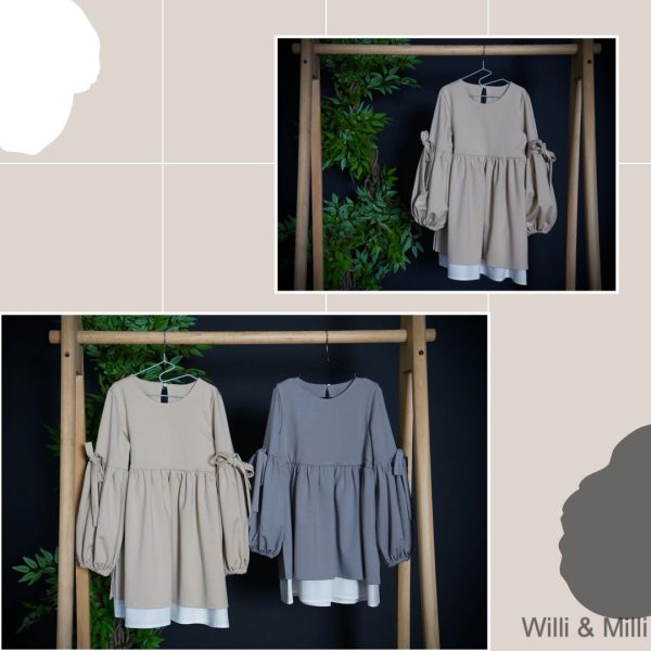 Beige English Style Dress White Lining