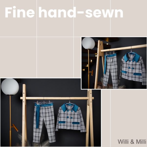 Dark Gray Cubic Set With Blue Velvet Details